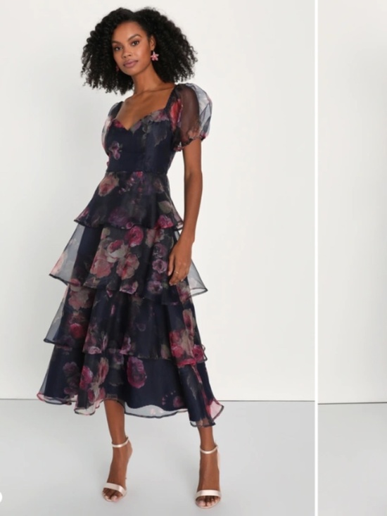 Lulus Dresses & Skirts - LULU's Floral Sexy Flowy Special Event Prom Wedding Elegant Ruffles Midi Dress